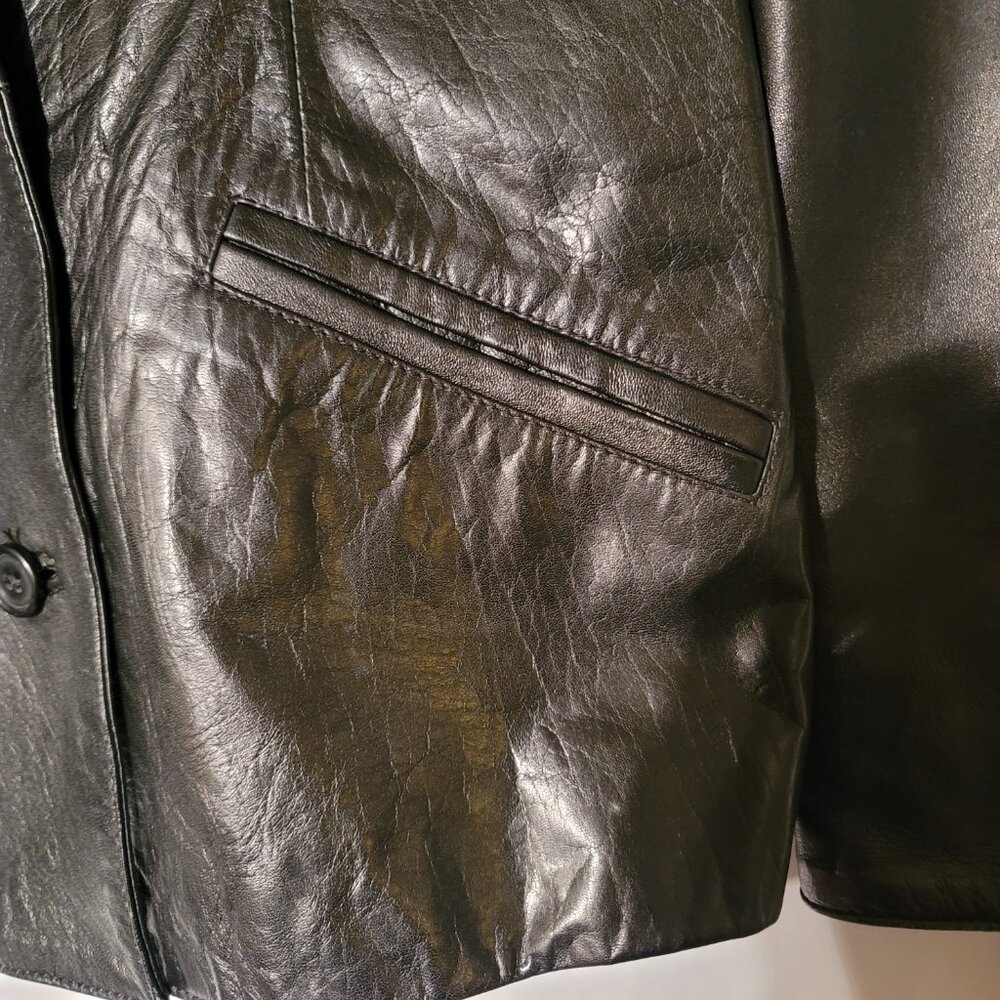 Women's Vera Pelle 100% Genuine Italian Leather Jacket ~ Black ~ Size 44 - Picture 4 of 8